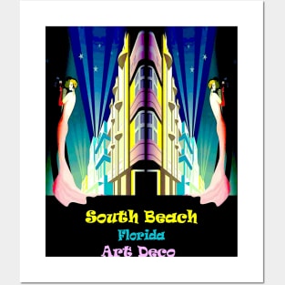 South Beach Miami Florida Art Deco Travel Advertising Print Posters and Art